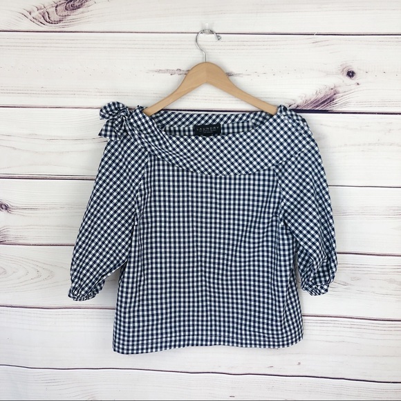 LAUNDRY By Shelli Segal Checkered Blouse Small - Picture 3 of 10